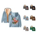 thumbnail image 1 of Christmas Heavyweight Zip Up Hoodies for Women Long Sleeve Reindeer Graphic Hooded Sweatshirt with Pockets Jacket Coat, 1 of 4