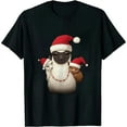 thumbnail image 1 of Christmas Hedgehog Riding Sloth Riding Llama Santa Hats Gift Premium T-Shirt, 1 of 3