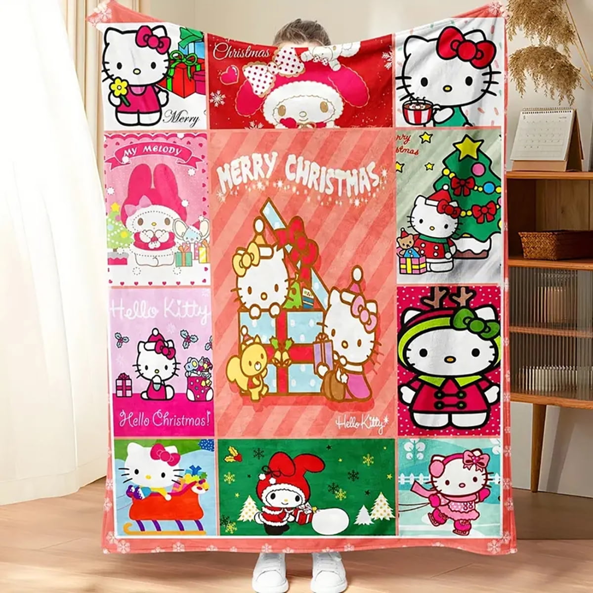 Christmas Hello Kitty Women's Cute Blanket Kawaii Soft Warm Towel
