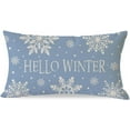 thumbnail image 1 of Christmas Hello Winter Snowflake Throw Pillow Cover 12x20 Inch Navy Blue Outdoor Christmas Decorations Xmas Holiday Lumbar Decorative Pillow Case for Couch Home Room Décor, 1 of 6