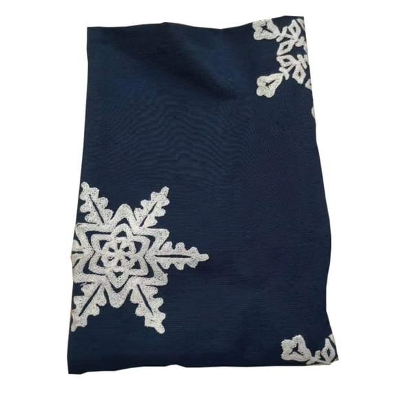 Christmas Hemp Cotton Table Cloth Snowflake Tea-cloth for Home Restaurant (Blue 60x60)