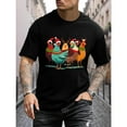 thumbnail image 1 of Women Christmas Hens Tee Festive Poultry Design T Shirt Mens Casual Short Sleeve Graphic Tees Summer Comfort Top Black S-5XL, 1 of 5