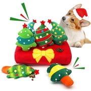Christmas Hide and Seek Dog Toys, Squeaky Interactive Puzzle Dog Toys for Boredom and Stimulation, Dog Enrichment Toys for Small and Medium Dogs (Christmas Tree