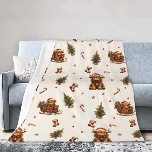 Christmas Highland Cow Blanket Highland Cow Soft Cozy Throw Blanket Gift for Women teenager 50x40