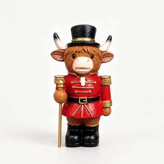 Christmas Highland Cow Figurines, Royal Guards Highland Cow Statues with Nutcracker Design - Fit Home Office Table Decor, Ideal Gifts for Calf Lover