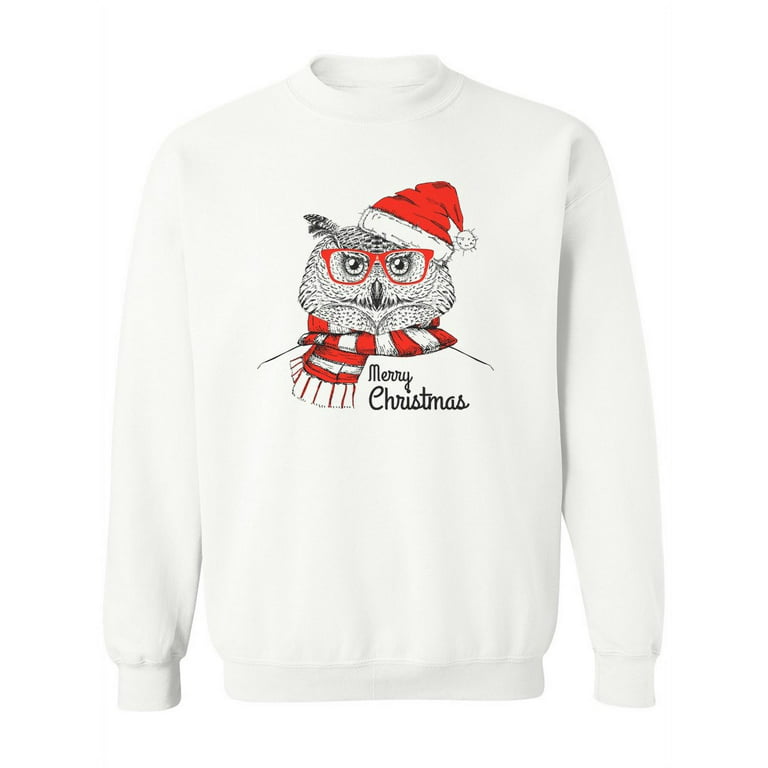 Christmas Hipster Fashion Owl. Sweatshirt Women -Image by