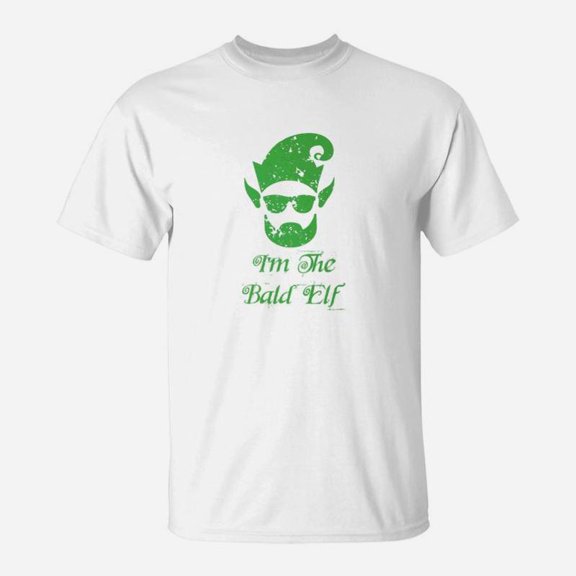 Christmas Hipster Im The Bald Elf Beard Hat Ears Tee TShirt