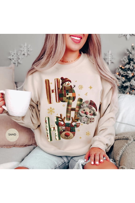 Christmas Ho Ho Ho Santa Sweatshirt Y2K Christmas Funny Sweater | Matching Christmas Sweatshirt