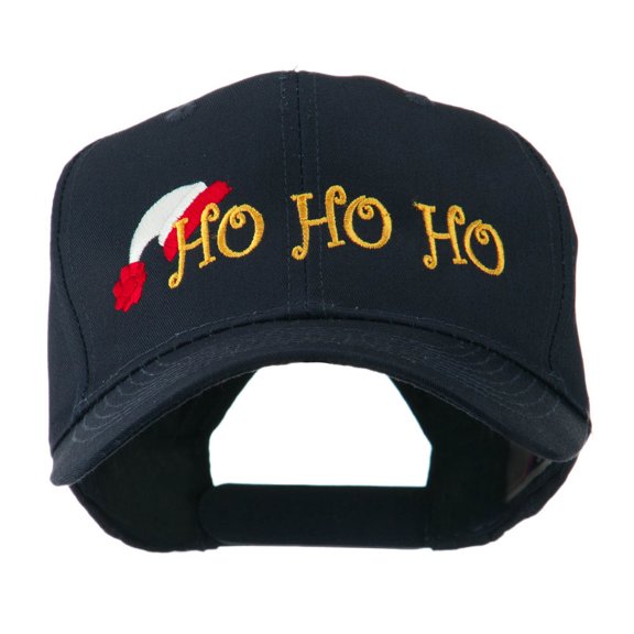 Christmas Ho Ho Ho with Hat Embroidered Cap - Navy OSFM