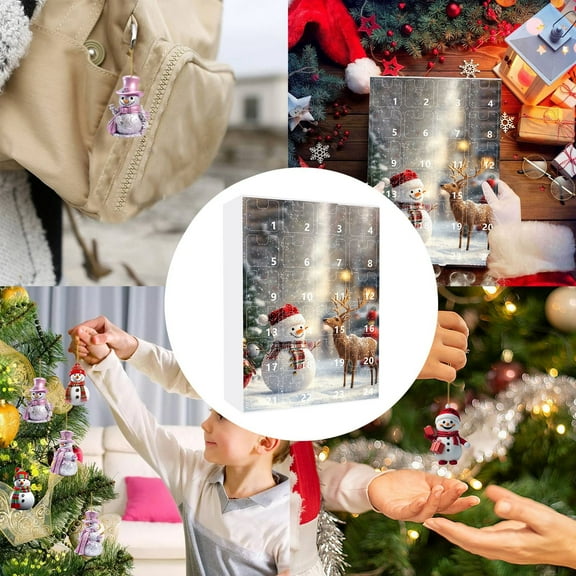 Christmas Holiday Advent 2024 Calendar Snowman Playing Baby Pendant Decoration Countdown Sets for Festive Cheer and Holiday