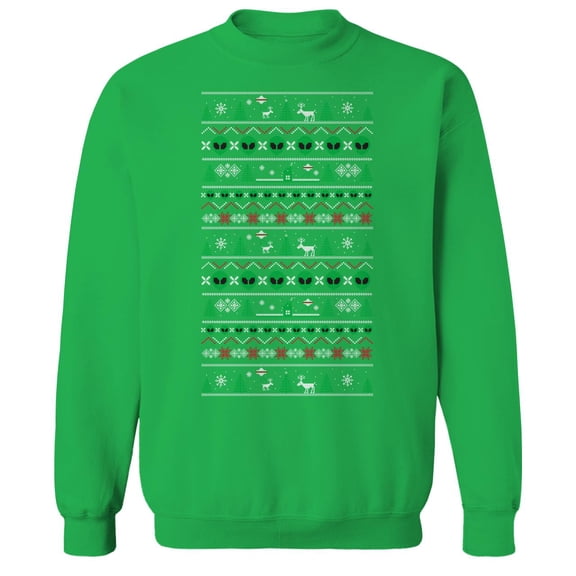Christmas Holiday Alien Xmas Sweater Print Graphic Irish Green Men's Cotton Pullover Sweatshirt