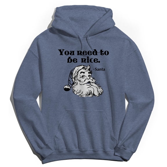 Christmas Holiday Be Nice Graphic Navy Heather Men's Cotton Pullover Hoodie