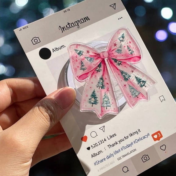 Christmas Holiday Bow Phone Grip – Cute Santa, Reindeer & Snowman Festive Ribbon Stand for Smartphones 2