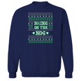 thumbnail image 1 of Christmas Holiday Bring On The Nog Graphic Navy Men's Cotton Pullover Sweatshirt, 1 of 1