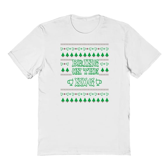 Christmas Holiday Bring On The Nog Graphic White Men's Cotton T-Shirt