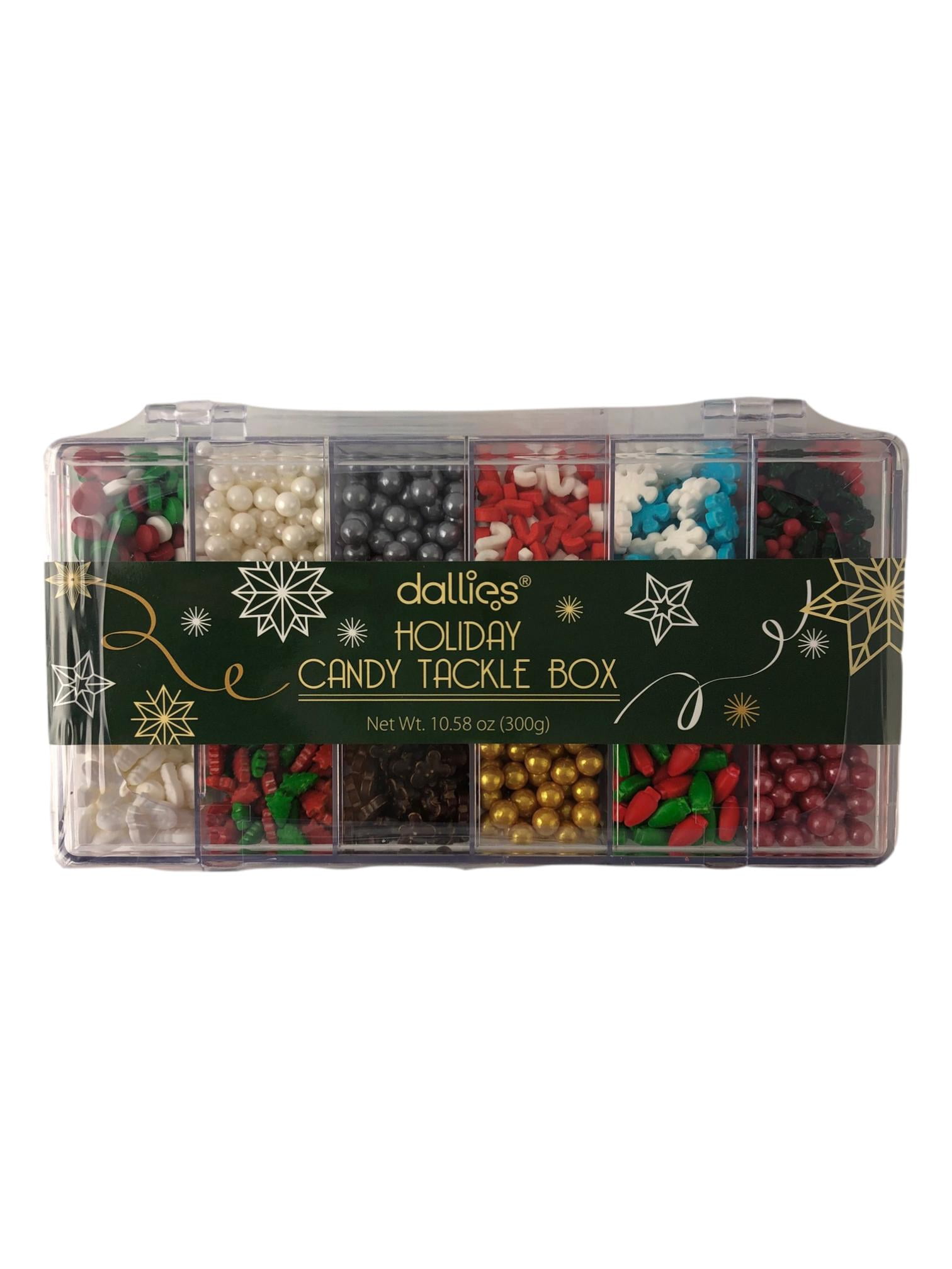 Red & Green Dallies Christmas Holiday Candy Decorating Sprinkle Mix Tackle Box, 10.58 Oz