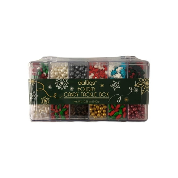 Red & Green Dallies Christmas Holiday Candy Decorating Sprinkle Mix Tackle Box, 10.58 Oz
