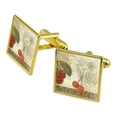 thumbnail image 1 of Christmas Holiday Cherry Cherries Red Green Square Cufflink Set - Silver or Gold, 1 of 6