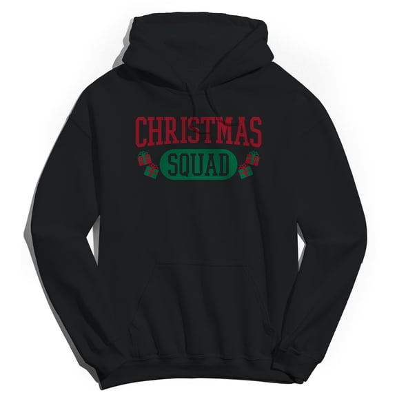 Christmas Holiday Christmas Squad Graphic Black Men's Cotton Pullover Hoodie