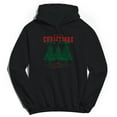 thumbnail image 1 of Christmas Holiday Christmas Tree Farm Graphic Black Men's Cotton Pullover Hoodie, 1 of 1