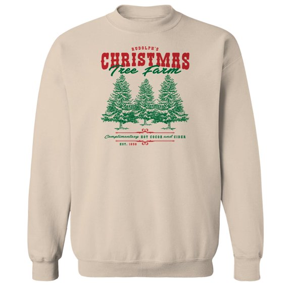 Christmas Holiday Christmas Tree Farm Graphic Sand Men's Cotton Pullover Sweatshirt