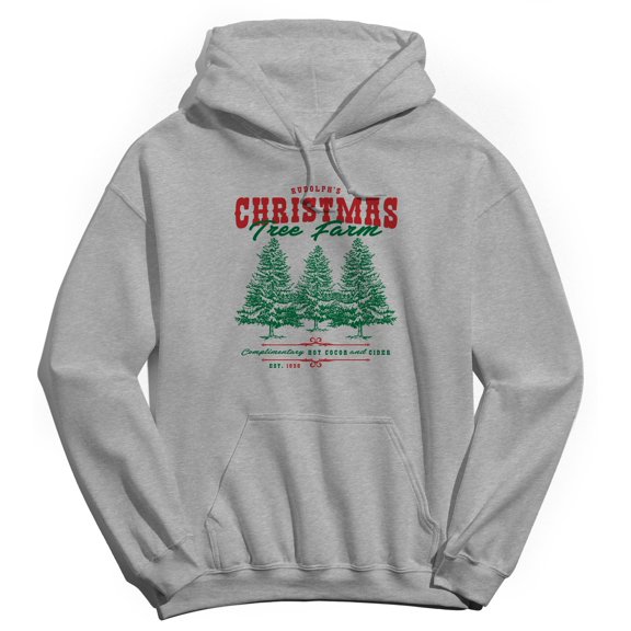 Christmas Holiday Christmas Tree Farm Graphic Sport Grey Men's Cotton Pullover Hoodie