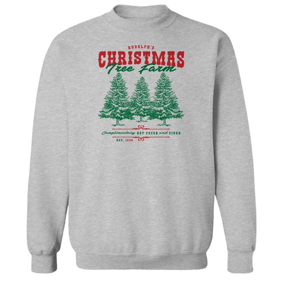 Christmas Holiday Christmas Tree Farm Graphic Sport Grey Men's Cotton Pullover Sweatshirt
