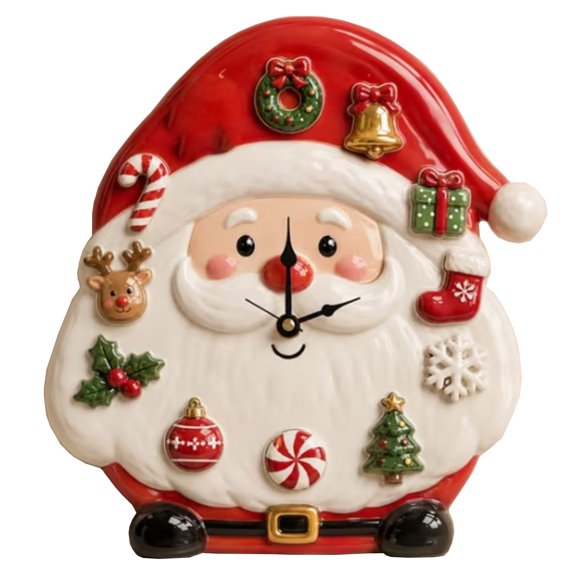 Christmas Holiday Clock, Festive Tabletop Display For Mantel Shelf Desk Entryway Home Decoration, Holiday Party Gathering Centerpiece Keepsake Decor For Christmas Celebration,Red