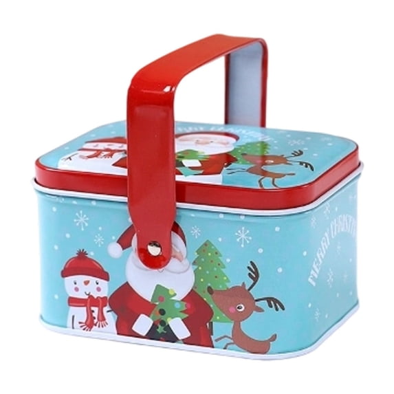 Christmas Holiday Cookie Tin - Ornamental Metal Storage Container with Seasonal Designs for Candy, Cookies and Gift Giving Occasions - C