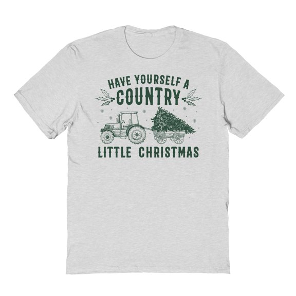 Christmas Holiday Country Little Christmas Graphic Ash Grey Men's Cotton T-Shirt