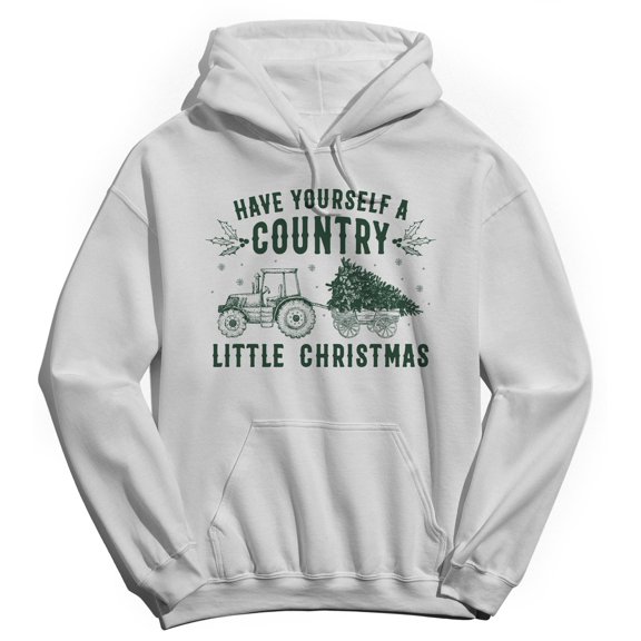 Christmas Holiday Country Little Christmas Graphic White Men's Cotton Pullover Hoodie