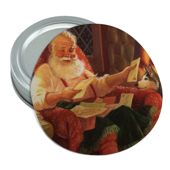 Christmas Holiday Dear Santa Reading Letters Round Rubber Non-Slip Jar Gripper Lid Opener