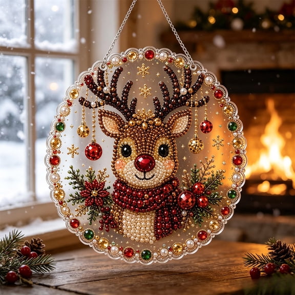 Christmas Holiday Decoration Diamond-shaped Picture Pendant DIY Handmade Sparkling Craft Set For Tree Display And Holiday Gifting Plus Extra Plus Edition
