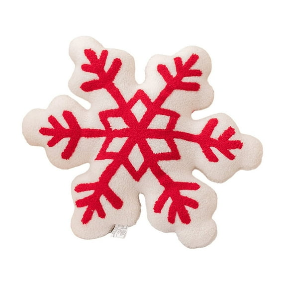 Christmas Holiday Decoration Pillow, Snowflake Shape Cushion, Soft Velvet Fabric, 16x16 Inch, Machine Washable, Cozy Winter Sofa Bedroom Decor, Microfiber Filled, Reinforced Stitching