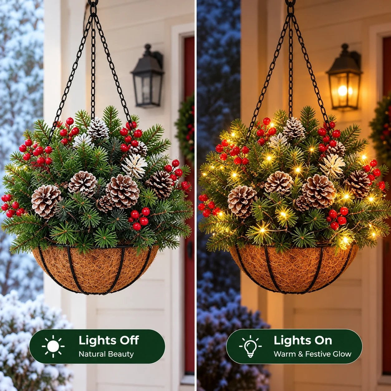 Christmas Holiday Decoration Red Fruit Basket with LED Lights, Weather ...