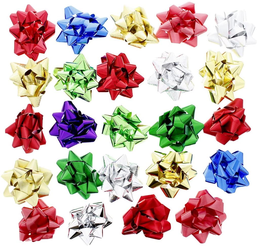 Christmas Holiday Decorative Gift Wrapping Self Adhesive Bows, Peel N