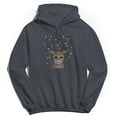 thumbnail image 1 of Christmas Holiday Deer Lit Graphic Dark Heather Grey Men's Cotton Pullover Hoodie, 1 of 1