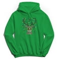 thumbnail image 1 of Christmas Holiday Deer Lit Graphic Irish Green Men's Cotton Pullover Hoodie, 1 of 1