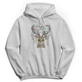 thumbnail image 1 of Christmas Holiday Deer Lit Graphic White Men's Cotton Pullover Hoodie, 1 of 1