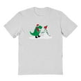 thumbnail image 1 of Christmas Holiday Dino Snow Graphic Ash Grey Men's Cotton T-Shirt, 1 of 1