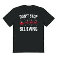 thumbnail image 1 of Christmas Holiday Dont Stop Believing Graphic Black Men's Cotton T-Shirt, 1 of 1
