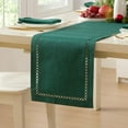 thumbnail image 1 of Holiday Evergreen Provence Lattice Cutwork 70 inch Long Fabric Dining Table Runner, 1 of 7