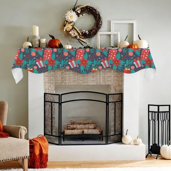 Christmas Holiday Fireplace Mantel Scarf | Floral Gifts | Mantle Runner