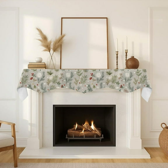 Christmas Holiday Fireplace Mantel Scarf | Grey Pinecone | Mantle Runner