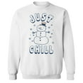 thumbnail image 1 of Christmas Holiday Frosty Just Chill Graphic White Men's Cotton Pullover Sweatshirt, 1 of 1