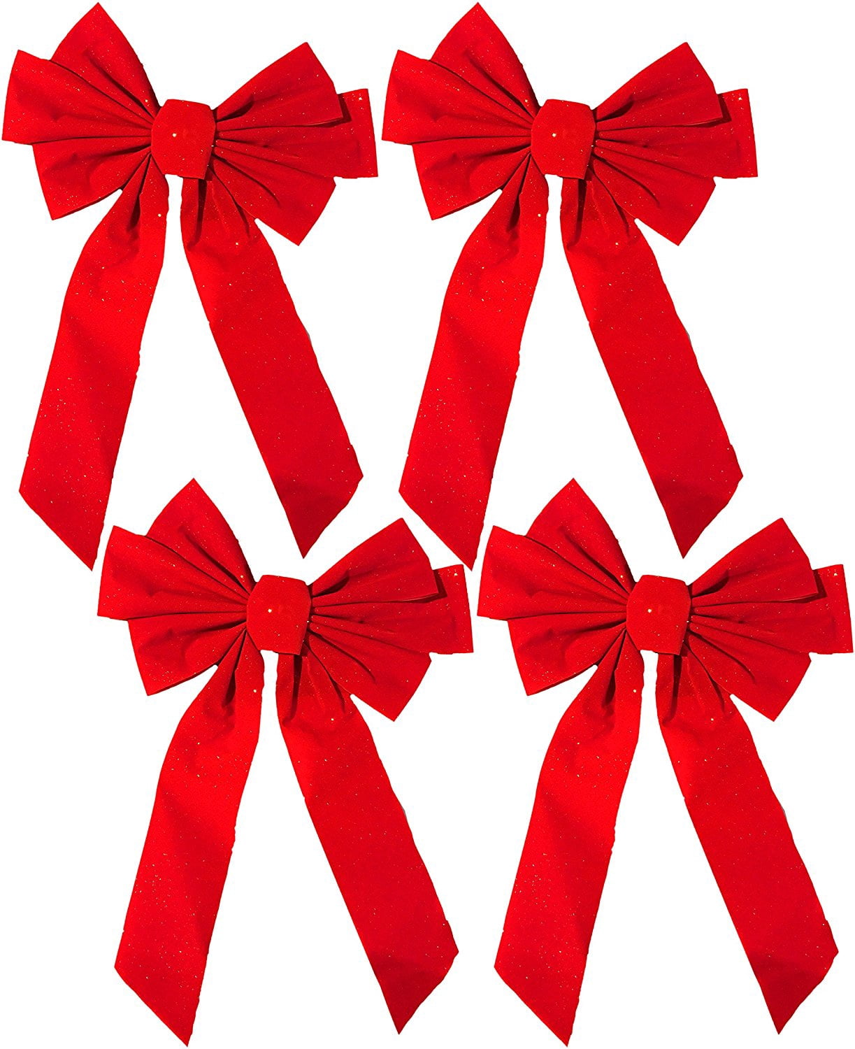 Christmas Holiday Giant Red Velvet Bows With Glitter 20" Long 13" Wide ...