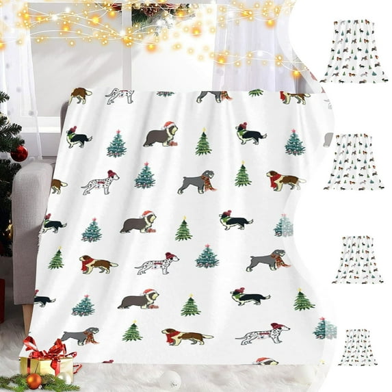 Christmas Holiday Gift Cozy Soft Lightweight Flannel Blanket White Nap Blanket With Christmas Pattern Sturdy Home Office Outdoor Holiday Decor Gift