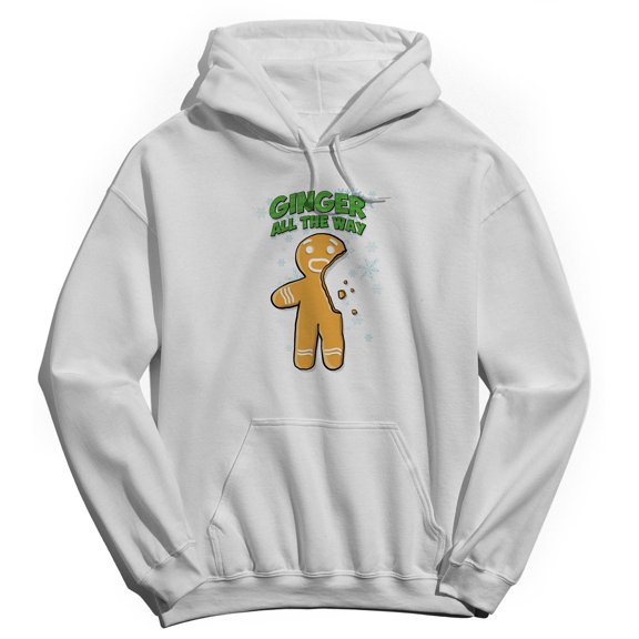 Christmas Holiday Ginger All The Way Graphic White Men's Cotton Pullover Hoodie
