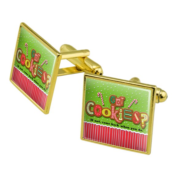 Christmas Holiday Got Cookies Come Back When You Do Square Cufflink Set - Silver or Gold