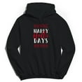 thumbnail image 1 of Christmas Holiday Happy Holla Days Script Graphic Black Men's Cotton Pullover Hoodie, 1 of 1